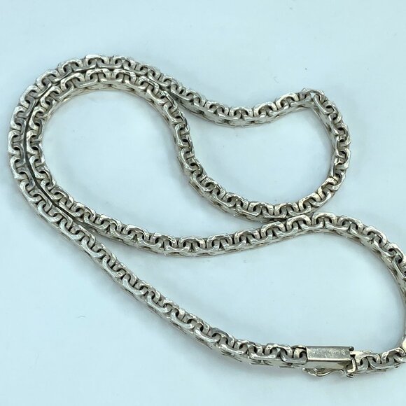 Silver Sterling 4mm 15.5 Inch Wheat Braid Link Rolo Chain Necklace 27.2g JR835